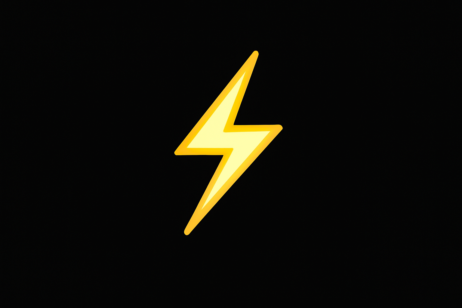 a medium sized lightning bolt emoji in the center of a black background